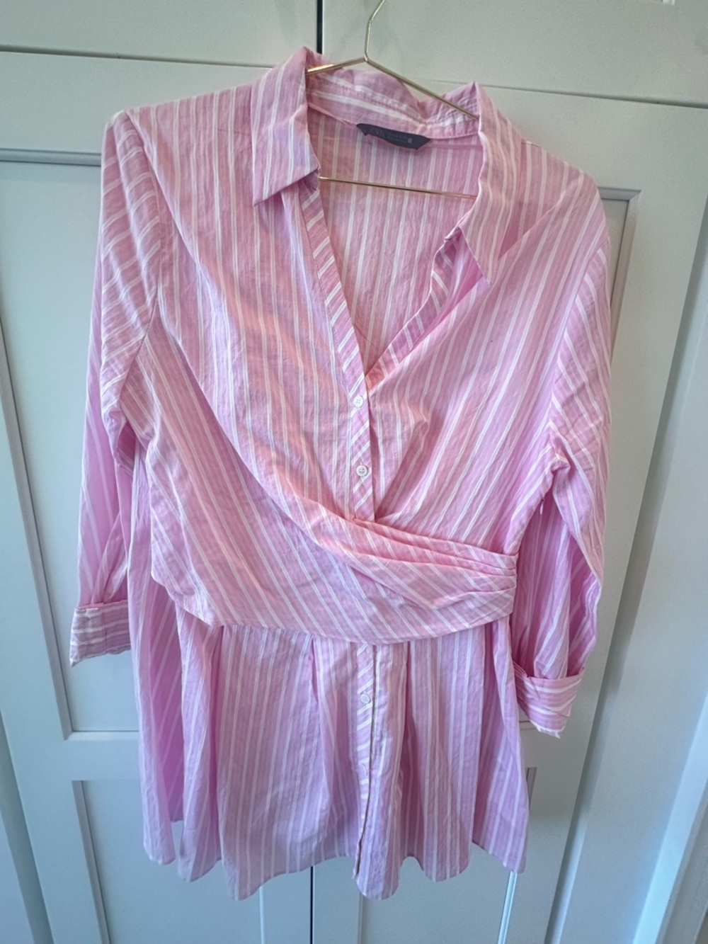 Zara Pink and White Striped Mini Dress